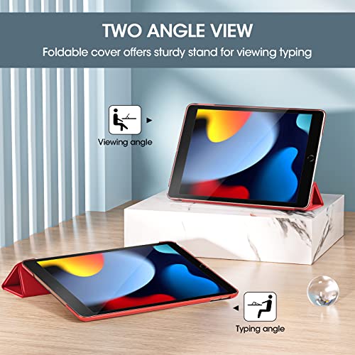 Image of ProCase for iPad 9th / 8th / 7th Generation Case 10.2 Inch (2021 /2020 /2019 Release), 10.2 iPad Case 9th / 8th / 7th Gen Cover, Slim Smart Cover with Translucent Hard Shell Back -Red