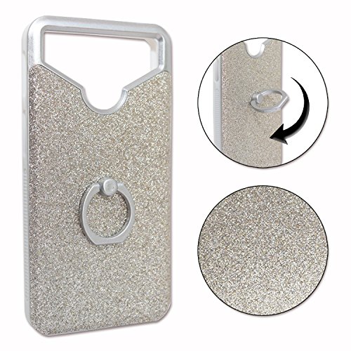 PH26 Echo Volt Coque arrière Argent Effet Strass Diamant au Contours en Silicone Gel Anti-Chocs avec Bague pour Selfies, Photos et Support Video by