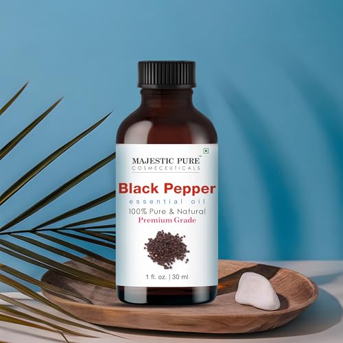 Image of Majestic Pure Black Pepper Essential Oil for Diffuser - 1 Fl Oz | 100% Natural Essentials Oils for Aromatherapy, Massage, Steam inhalation, Air Freshing, Soap and Candle Making