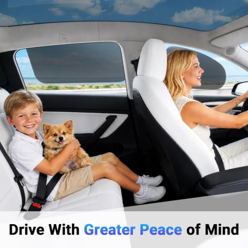 Image of Static Cling Car Window Shades 4 PCS, Roll Windows Down, for Most Cars | Car Window Covers for Front & Rear Side Window | No Glue No Residue | 99% UV Block | Sun Blocker for Driver, Baby, Kids
