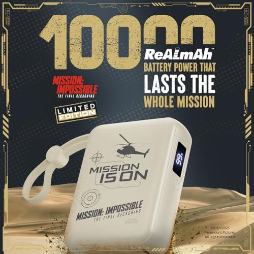 Image of Mobilla x Mission: Impossible - MPower X2 Limited Edition Powerbank | 27W High-Speed Output | 10000mAh Battery | Built-In Type-C & Lightning Cables | Dual Fast Charging Ports | Battery Display (Cream)