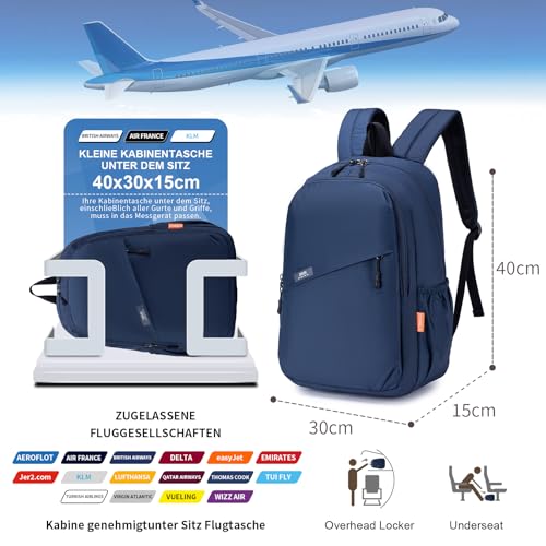 SUCIKORIO 40x30x15cm British Airways Wizzair Reiserucksack Handgepäck Flugzeug, Wasserdicht Nylon Handgepäck Travel Rucksack mit 14 Zoll Laptopfach Daypack für Damen, Herren, Reisen, Eurowings