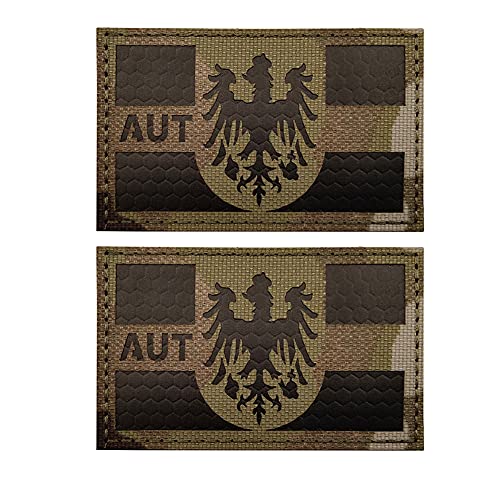 Austria Flag Reflective Patches Austrian IR Infrared Country Patch Badges Decorative Appliques Tactical Emblem Military Morale Fastener Backing Armband Sticker