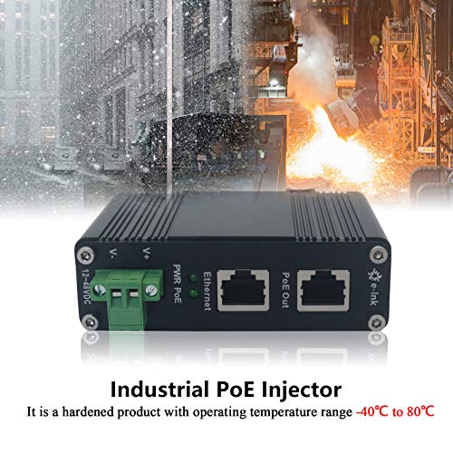 Image of PoE Injector - Industrial Gigabit PoE+ Injector IEEE802.3 at 30W Hardened POE Adapter with 12-48V DC Input DIN- Rail, Wall Mount