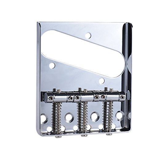 KKmoon 3 Sela cinzeiro ponte tailpiece banhado a cromo para telecaster Tele guitarra elétrica peça d