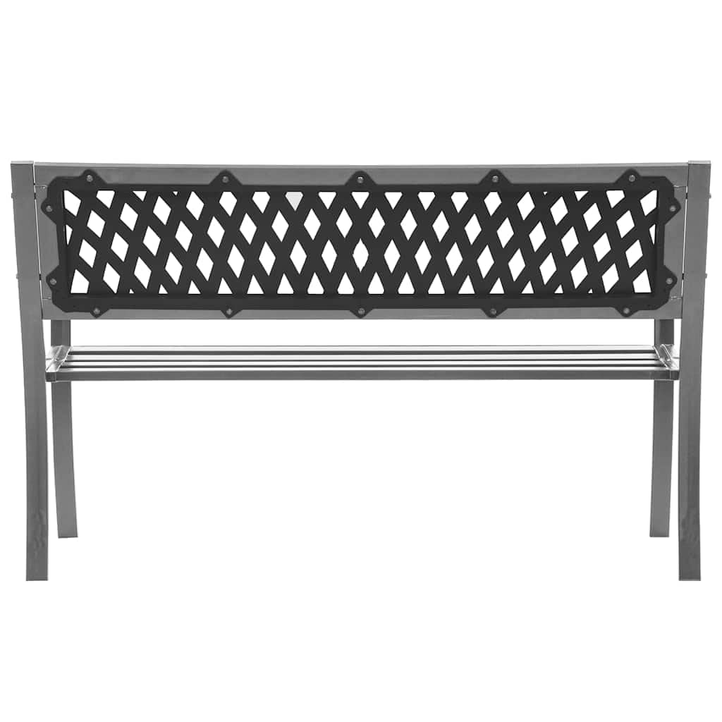 Banco de jardín 120 cm acero negro con respaldo de plástico