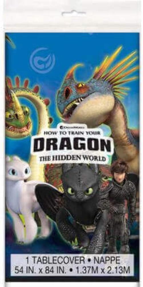 Unique How to Train Your Dragon: The Hidden World - Plastic Party Table Cover, 54" x 84", 1Ct, Multi Color, One Size (79173)
