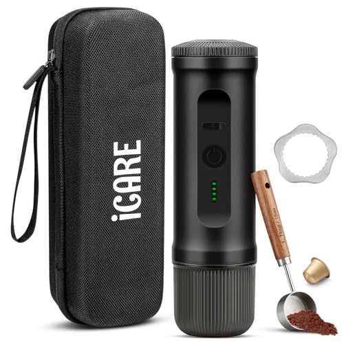 ICARE Cafetera Portatil, Compatible con Cápsulas NS y Café Molido, Calefacción Integrada, Carga Rápida USB-C, Indicador de Batería, Ideal para Acampadas, Senderismo, Viajes y Autocaravanas (Negro) ICARE Cafetera Portatil, Compatible con Cápsulas NS y Café Molido, Calefacción Integrada, Carga Rápida USB-C, Indicador de Batería, Ideal para Acampadas, Senderismo, Viajes y Autocaravanas (Negro)