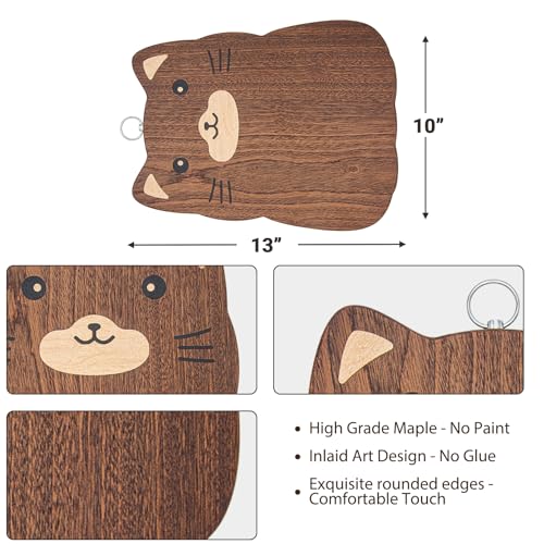 Tabla de cortar de madera con diseño de gato 33x25 cm miniatura 5