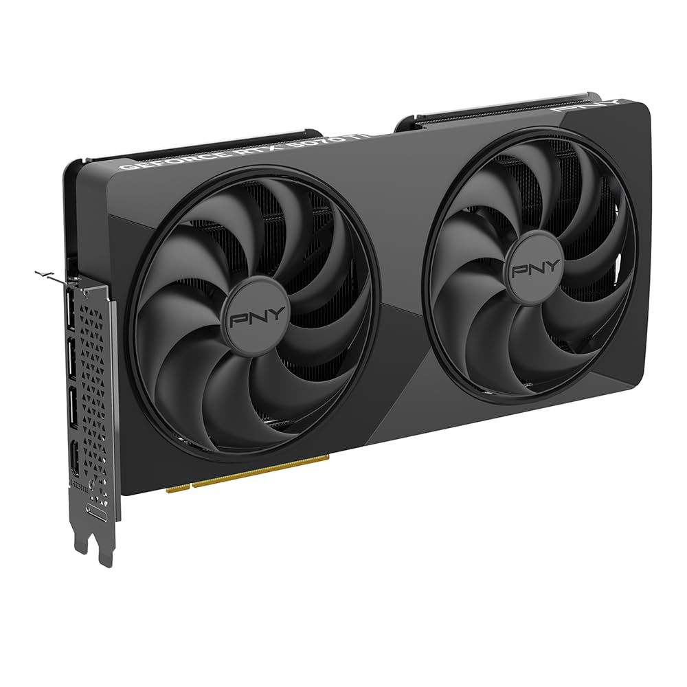 PNY Tarjeta gráfica NVIDIA GeForce RTX™ 5070 Ti Slim de Doble Ranura OC (16 GB GDDR7, 256 bits, Velocidad de Aumento: 2572 MHz, PCIe® 5.0, HDMI®/DP 2.1, NVIDIA Blackwell Architecture, DLSS 4.5)