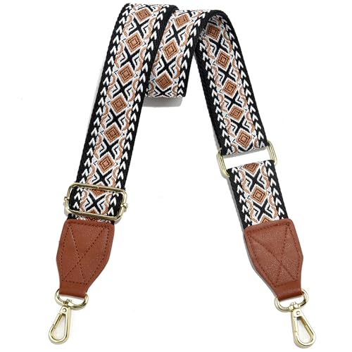 Image of Purse Strap,1.5 inch Leather End Shoulder Strap Adjustable Replacement,Retro Multi-Pattern Crossbody Bag Straps