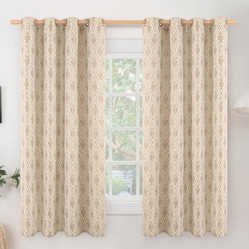 BGment Taupe Linen Curtains 63 Inches Long for Bedroom - 2 Panels