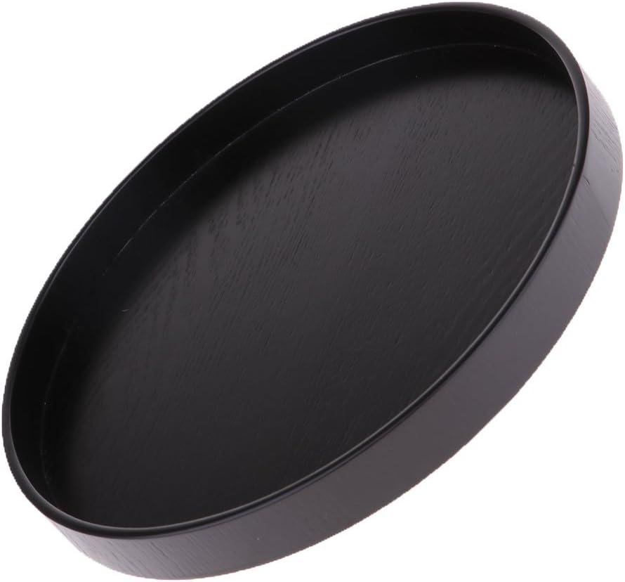 LEIPUPA YIJU Serving Tray Wooden Tray Made of Wood, Very Decorative, Round for Food, Coffee, Black, 24x2cm : Home & Kitchen