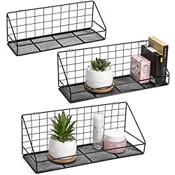 ROFAY Estantes flotantes Juego de 3, estantes de Almacenamiento montados en la Pared para Dormitorio, Sala de Estar, baño, Cocina, Oficina y más, Negro carbonizado