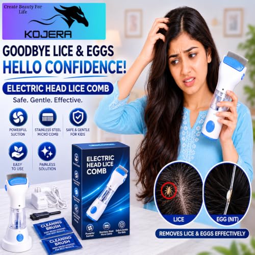 Image of Electric Head Lice Comb, Chemical Free Lice Removal Machine with Suction, Reusable Lice & Nits Vacuum Comb for Kids & Adults, Safe Gentle Hair Cleaning Tool, Portable Anti Lice Device