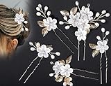 KOMFORTABEL ZU TRAGEN: Die Haarnadel dieses Haar-Accessoires nimmt ein U-förmiges Design an, das leicht in das Haar eingeführt werden kann, und das Wellendesign in der Mitte der Nadel kann die Stabilität erhöhen, was nicht nur schön, sondern auch bequem ist, so dass die Braut sich selbstbewusst während der Hochzeit zeigen kann.