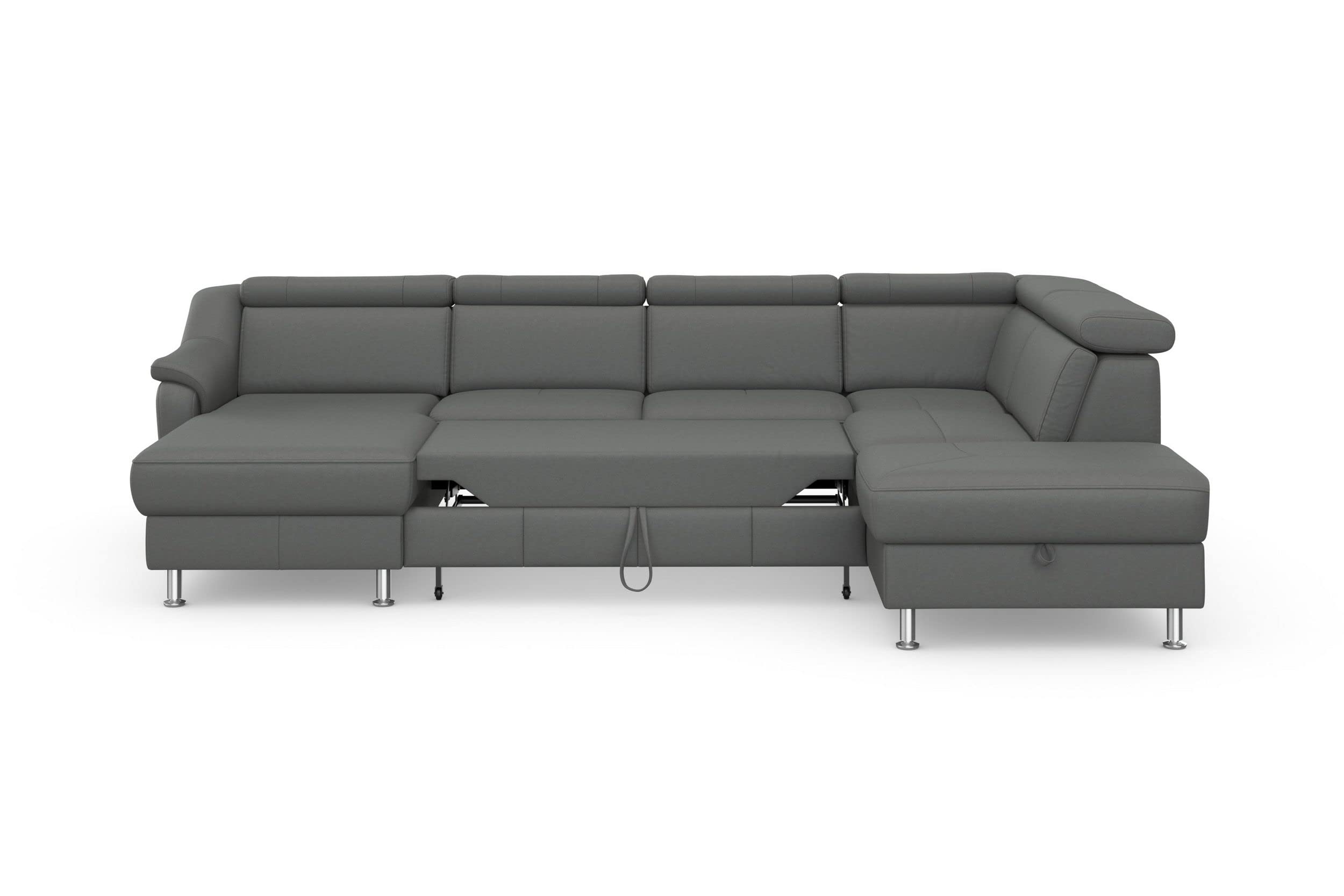 Fabrique nova 7 Seater Ushape Sofa Cum Bed Fabric Sofa Set Grey (RHS) 2