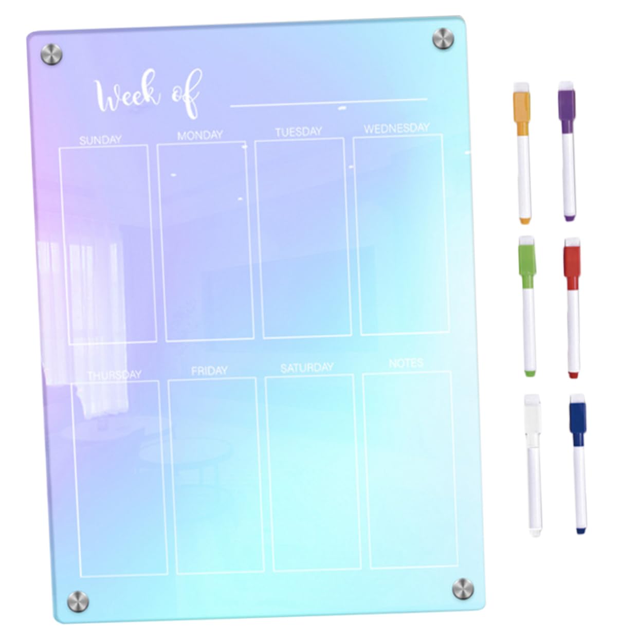Sewroro Tablero Acrílico Magnético para Pared Superficie de Borrado en Seco y Diseño Portátil Adecuado para Planificación Semanal en Nevera