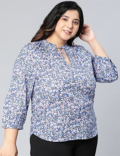 Image of oxolloxo Discovered Blue Floral Printed Plus Size Women top