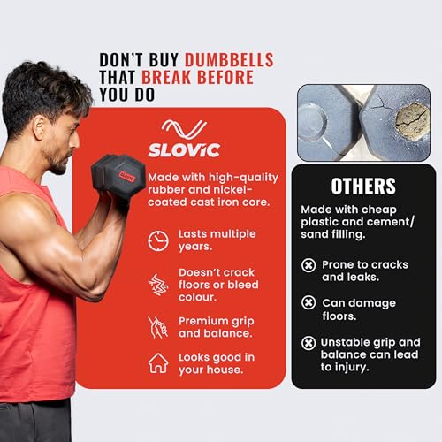 Slovic Dumbbell Set 10 KG (5 KG x 2) Hexa Dumbbells — Fixed Weight Dumbbells - image 4