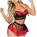 Ensemble de lingerie sexy pour femme avec string et jupon, Rouge, S