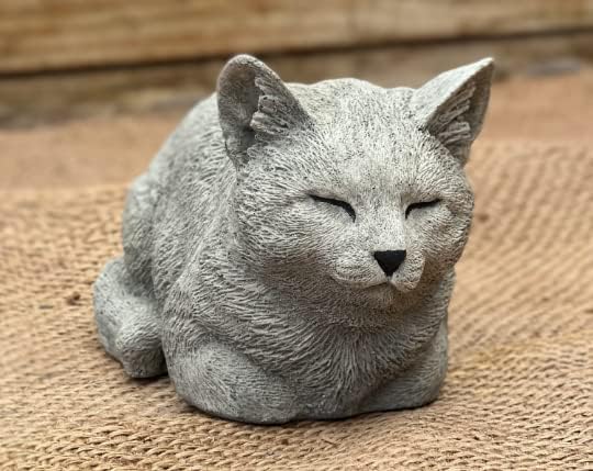Sleeping Cat Statue Concrete Kitty Figurine Realistic Pet Memorial Outdoor Cat Sculpture