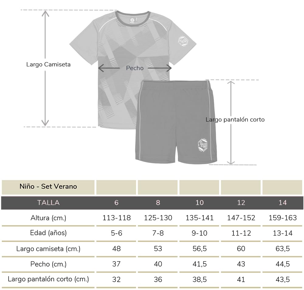 Conjunto Deportivo Niño de 3 piezas, Chándal, 2 Camiseta Manga Corta y 1 Pantalón Corto - De 6 hasta 14 años