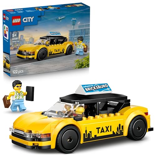 Image of LEGO City Yellow Taxi - Model Car Kit with 2 Minifigures - Iconic Taxi Car Toy - 60487
