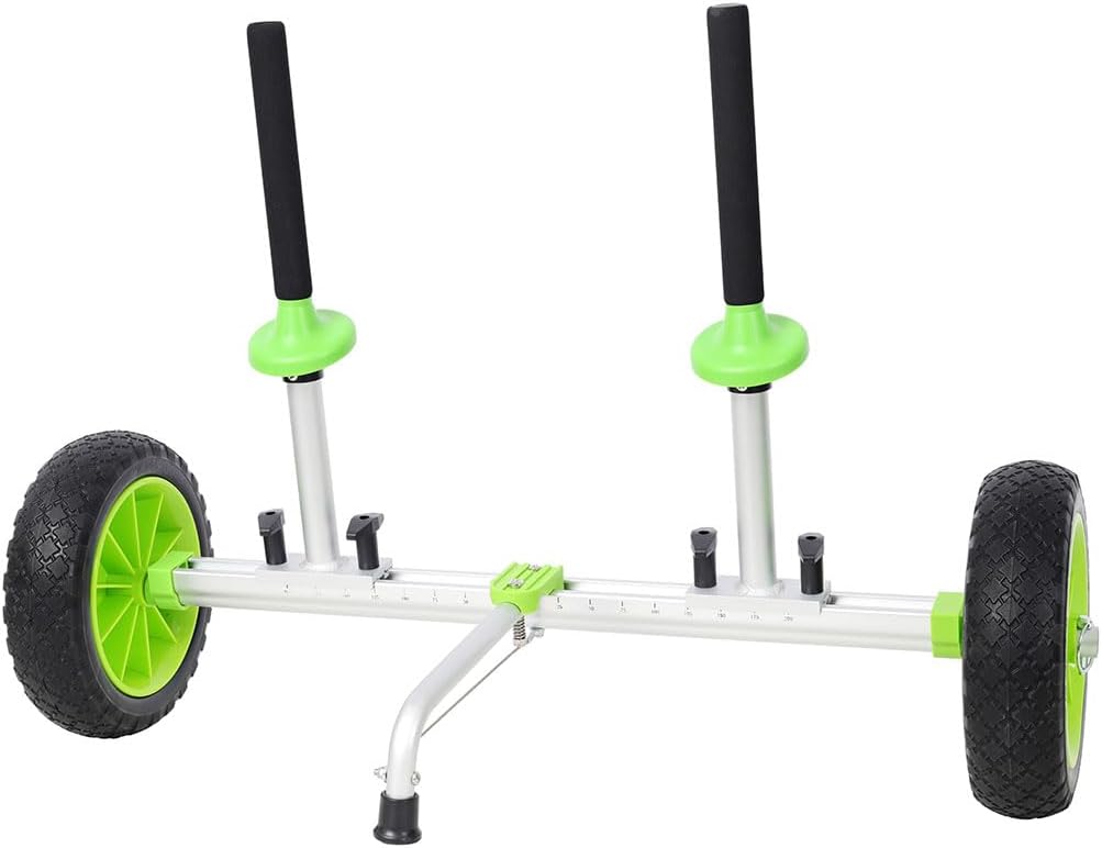 Kayak Cart, Heavy-Duty Plug-in Kayak Cart Dolly with 10 Inch Airless Wheels and Width Adjustable for Carrying Kayaks Canoes with Scupper Holes,12" Wheels