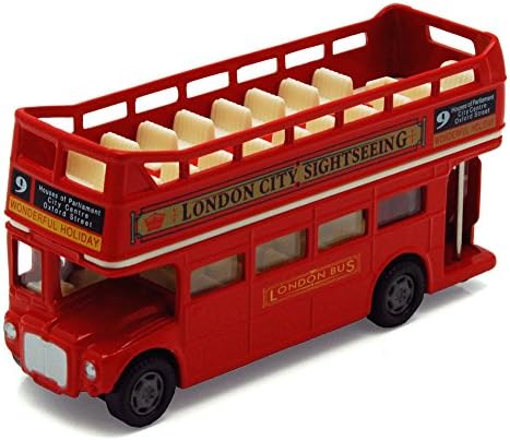London Double Decker Bus Open Top, Red - Motormax 76008 - 4.75" Diecast Model Toy Car