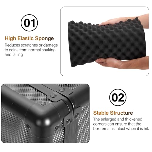 Graded Coin Storage Box – Holds 120 NGC/PCGS Slabs, Secure Coin Collector Case with Combination Locks, Organizer for Graded Coins Collection, Black - Image 6