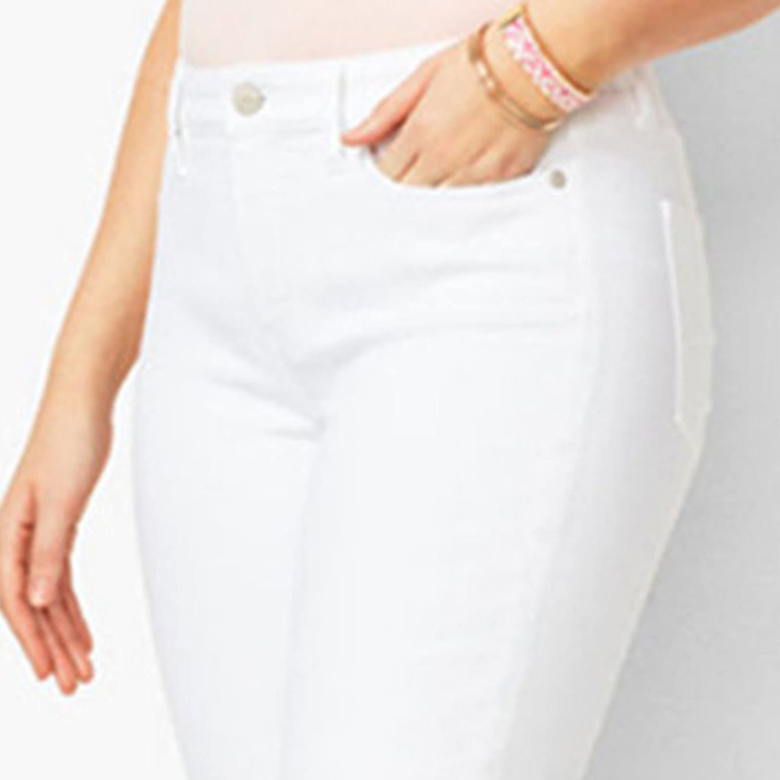 Maiyifu-GJ Women's Mid-Rise Casual 3/4 Jeans Stretch Slim Fit Cropped Denim Pants Slimming Jean Trousers Sweatpants (White,Large)