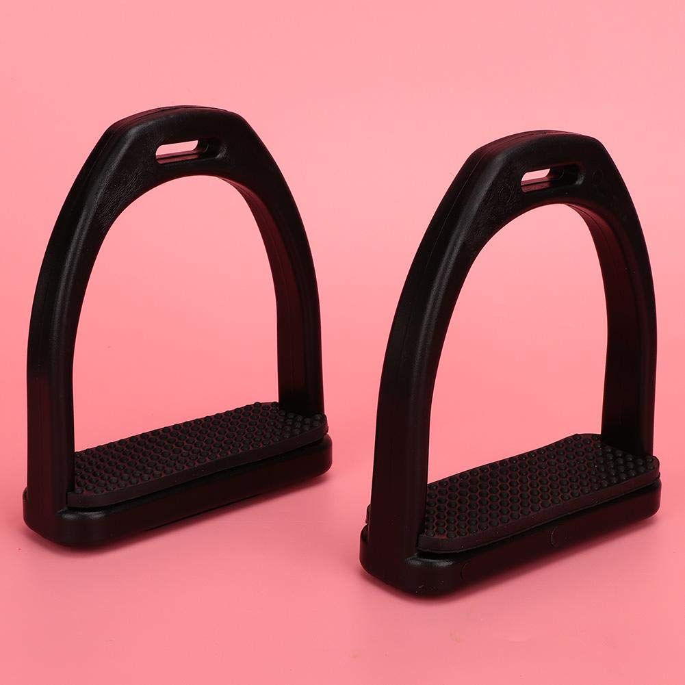 Nikou Staffe per Cavalli in plastica Accessori per Strumenti per staffe, 2 Pezzi Staffe in plastica ad Alta Resistenza con Accessori per Cuscinetti in Gomma Antiscivolo Neri, Grandi