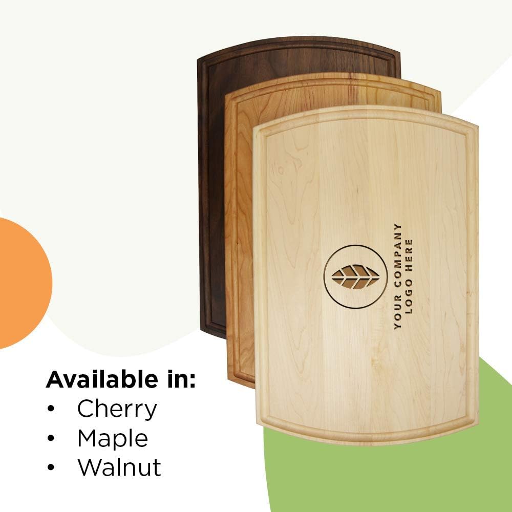 Center Text-Personalized Wooden Cutting Board for Kitchen Juice Groove Natural Custom Engraved in USA, Corporate Restaurant Souvenir, Coworker Appreciation (Cherry 10.5x16 Inch)