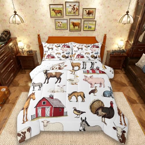 Farm Animals Duvet Insert Rustic Farmhouse Comforter Set