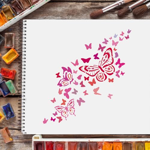 FINGERINSPIRE 30 x 30 cm Schmetterling Malschablonen Kunststoff Schablonen für Malerei auf Holz, Boden, Wand und Stoff