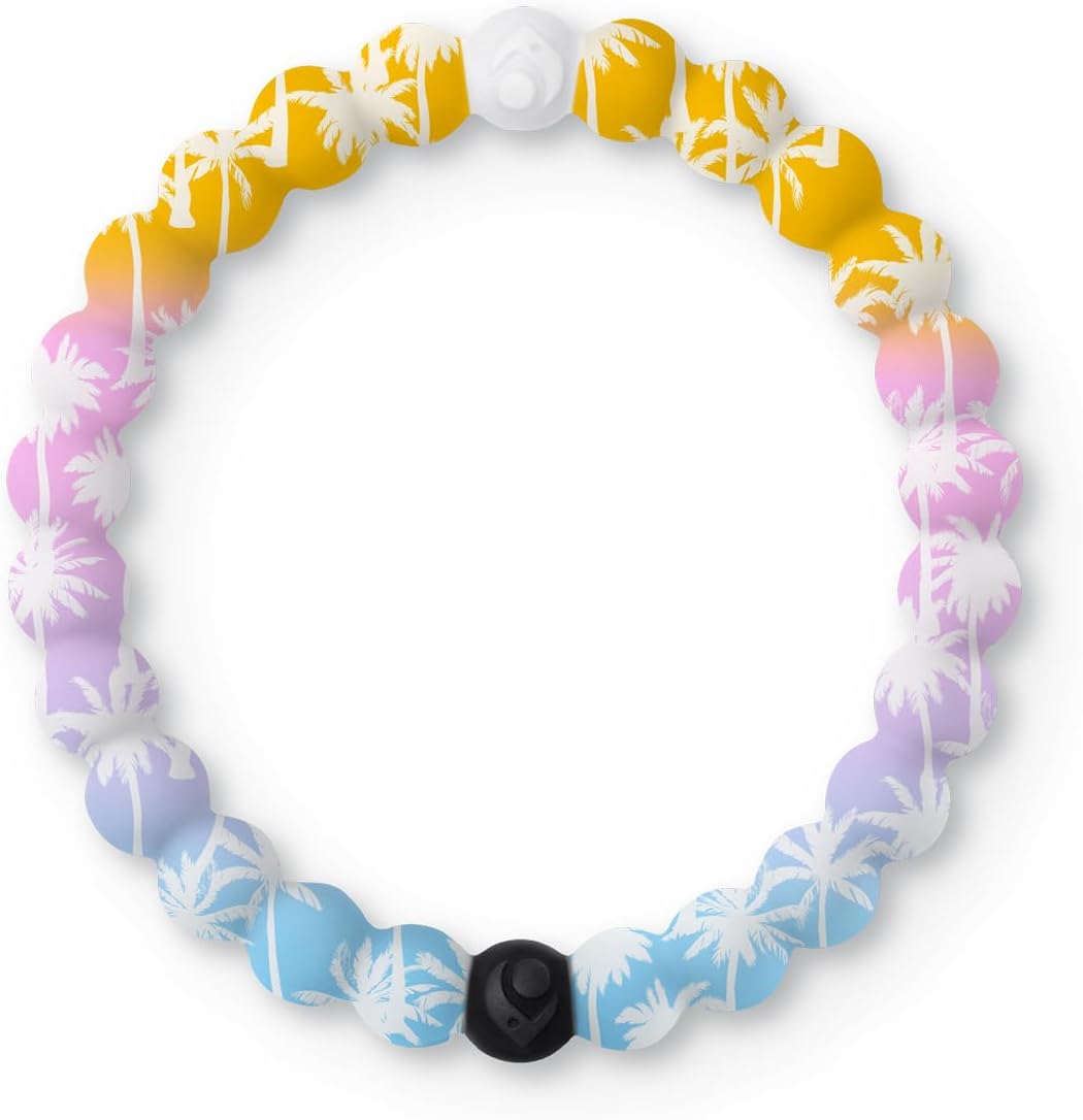 LokaiLokai Hawaiian Silicone Beaded Bracelets for Women & Men, The Surf Collection - Ohana Beach Jewelry Fashion Bead Bracelet with Black & White Beads - Ring Bangle Slide-On Style for Comfortable Fit
