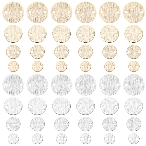 PandaHall 80pcs Liens Ronds Plats 8 Modèles Connecteurs de Lien D'étiquette Vierge en Laiton 6/8/10/12mm 24k Plaqué Or Maillons de Charme en Métal pour Boucle d'oreille Collier Bracelet