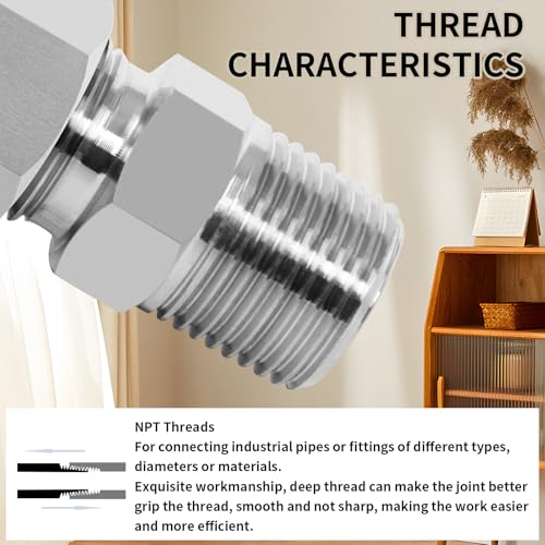Image of ChillWaves 304 Stainless Steel Compression Tube Fitting, 3 /4 inch OD x 1 inch NPT Male Compression Union Connector(1-PACK)