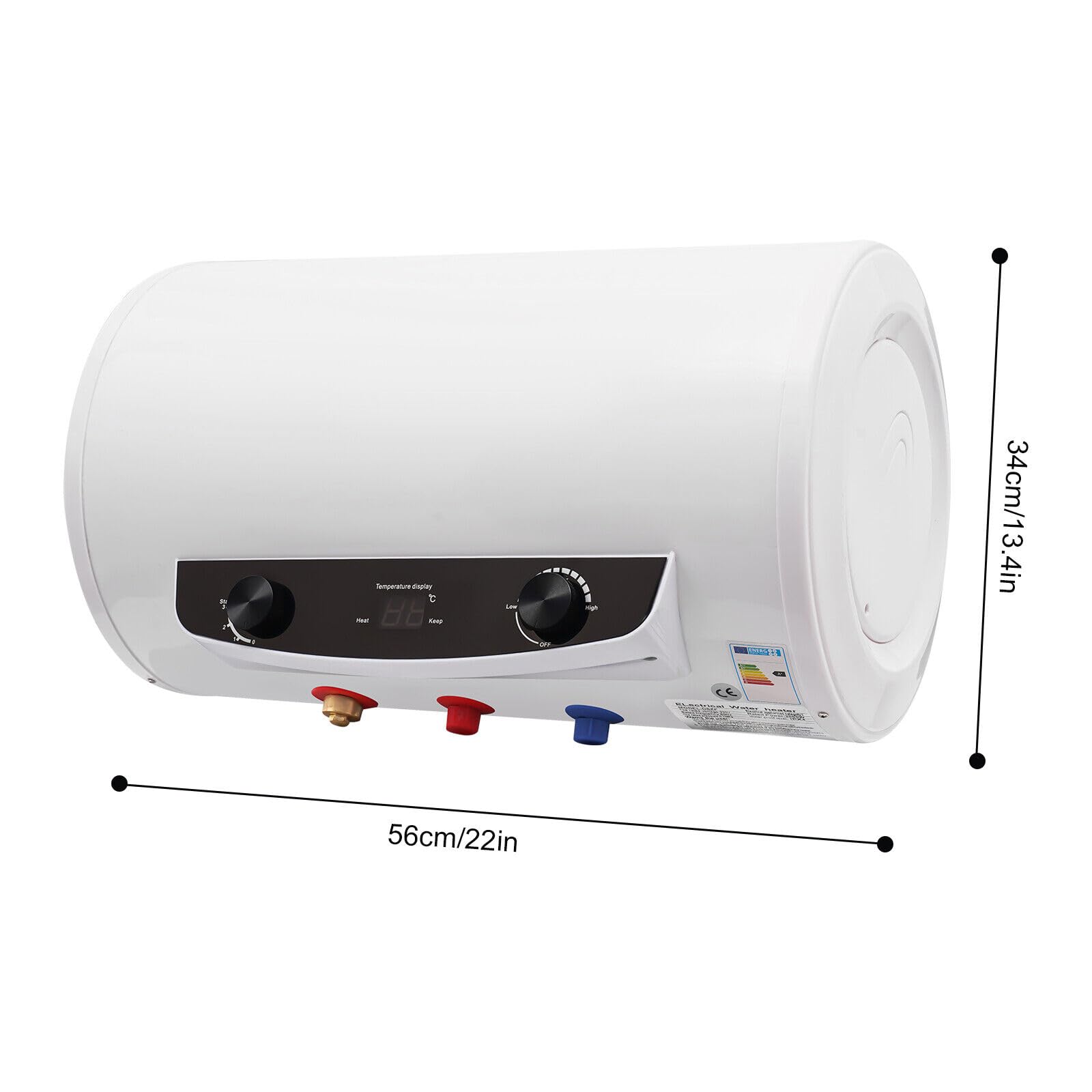 Elektryczny zbiornik ciepłej wody, 50 l, poziomy bojler, podgrzewacz wody, domowy, elektryczny zbiornik ciepłej wody, poziomy bojler + słuchawka prysznicowa
