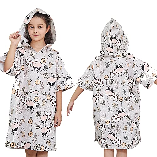KAKU NANU poncho de bain enfant, serviette de bain enfant fille garcon confortable sortie cape de bain peignoir enfant、Gris、Taille S Cover