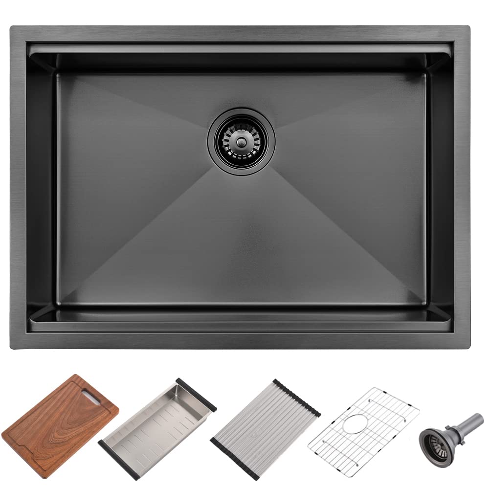 30 Black Undermount Workstation Kitchen Sink Bokaiya 30x19 Inch Black
