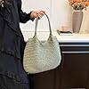 RuiDay Sac Paille Femme, Sac de Plage d'été Pour Femme, Sac à main Tissé à la main de Grande Capacité, Sacs en paille style bohème pour le Voyage, La Date et Les Vacances (Vert) #5
