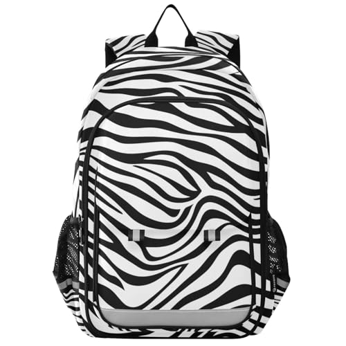 Zebra Stripe Black White Kids School Backpack for Boys Girls, 17 Inches, Elementary Backpack, Backpacks for Travel, Age 6-12