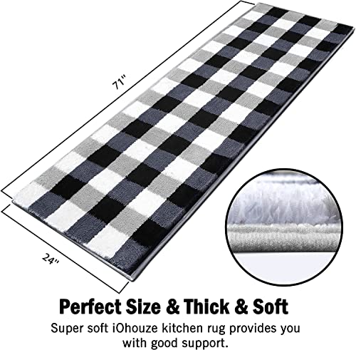 Earthall Bathroom Rug Mat, 24"X71", Buffalo Plaid Bath Mat Extra Soft Absorbent Premium Bath Rug, Non-Slip Comfortable Bath Mat, Machine Wash Dry, Carpet For Tub, Shower, Bath Room #TOP4