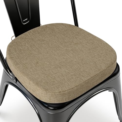 MineCozy Coussin Chaise Métal 14x14 Pouce avec Attaches, 1 Paquet, Beige