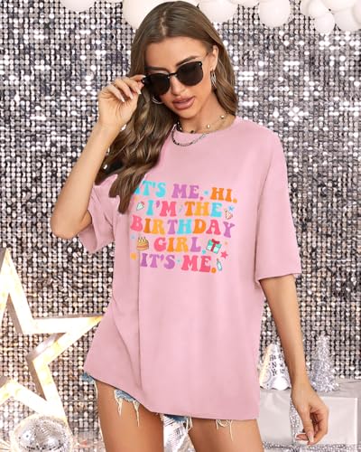 Image of Birthday Shirts for Women Oversized It's My Birthday Girl Graphic Shirt | Funny Birthday Party, Short Sleeve Outfits