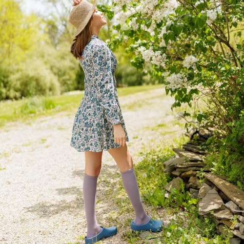 ja vie JAVIE Comfy Pima Cotton Compression Socks for Men & Women, Knee High Plain Color Stockings (15-20 mmHg)4