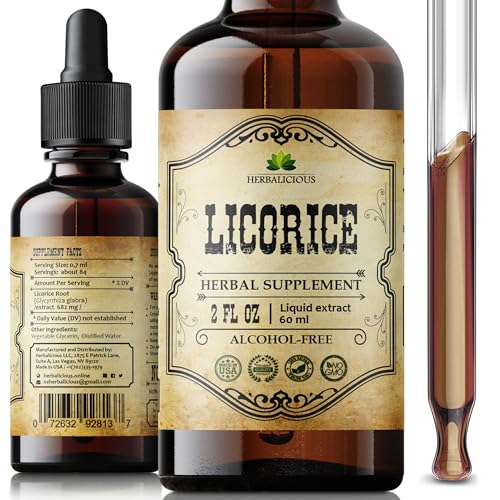 HERBALICIOUS Licorice Root Extract (Glycyrrhiza glabra) – Organic Liquid Herbal Extract, 2 fl oz – Vegan, Non-GMO, Gluten-Free