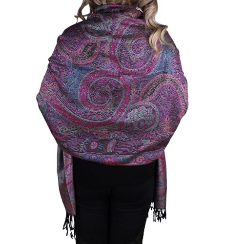 Women Paisley Pashmina Shawl Wrap Colorful Pattern Embroidered Reversible Winter Scarf3